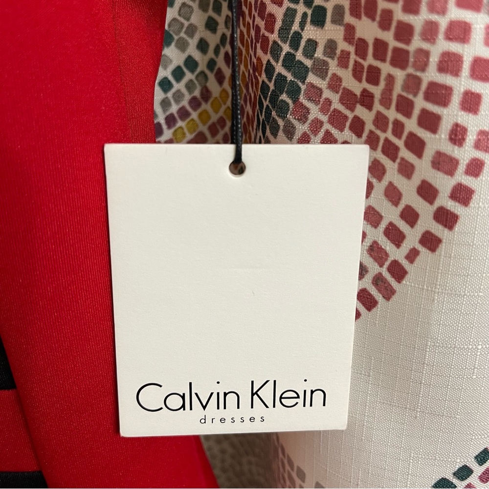 Calvin Klein Red Sleeveless Sheath Dress with Black Trim - Picture 2 of 5
